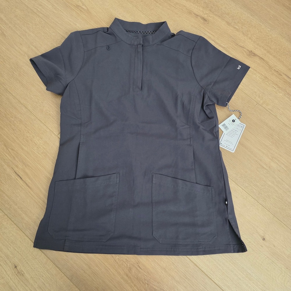 Koi Next Gen Scrub Top Womens Size Small Charcoal Healthcare Apparel NWT